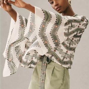 NEW Anthropologie Printed Wrap Top